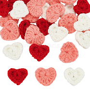 42Pcs 3 Colors Wool Yarn Heart Ornament Accessories, for DIY Children Hair Tie, Mixed Color, 24x30x6mm, 14pcs/color(AJEW-FG0004-03)