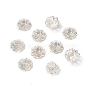 Silver Color Plated Alloy Flower Bead Caps, Fancy Bead Caps, 9x4mm, Hole: 2mm(X-TIBEB-E017-S)