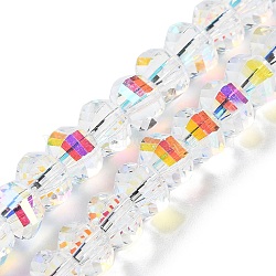 Transparent Electroplate Glass Beads Strands, AB Color Plated, Faceted, Rondelle, Clear AB, 7.8x5.8~6.3mm, Hole: 1.5mm, about 80pcs/strand, 18.31''~19.88''(46.5~50.5cm)(GLAA-Q099-C01-13-1)