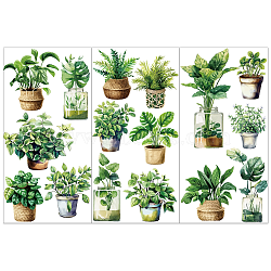 3 Sheets 3 Styles PVC Waterproof Decorative Stickers, Self Adhesive Decals for Furniture Decoration, Plants, 300x150mm, 1 sheet/style(DIY-WH0404-050)