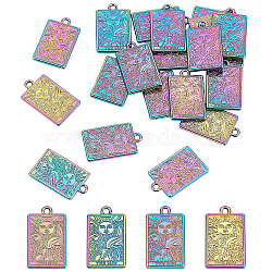 DICOSMETIC 20Pcs 2 Style Rack Plating Alloy Pendants, Cadmium Free & Nickel Free & Lead Free, Rainbow Color, Tarot Charms, Rainbow Color, 23.5x14.5x1.5mm, Hole: 1.8mm, 10pcs/style(FIND-DC0001-31)