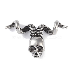 316 Surgical Stainless Steel Findings, Skull, Antique Silver, 27.5x44.5x11mm(STAS-E212-16AS)