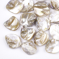 Freshwater Shell Beads, Chip, Light Khaki, 18~22x15~21x7.5~10mm, Hole: 0.8mm(X-SSHEL-T005-11)