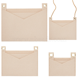 WADORN 3Pcs 3 Style Felt Bags Organizer Insert, Mini Envelope Handbag Shaper Premium Felt, with Iron Grommets, Blanched Almond, 9~22x8~18.3x0.5~0.55cm, Hole: 10mm, 1pc/style(PURS-WR0006-85C)