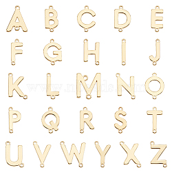 Elite 26Pcs 26 Styles Brass Connector Charms, Real 18K Gold Plated, Letter Links, Letter A~Z, 12~14x9.5~12.5x1.5mm, Hole: 1mm, 1pc/style(KK-PH0005-45)