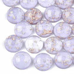 Resin Cabochons, with Glitter Powder and Gold Foil, Half Round, Lilac, 12x5.5mm(CRES-T012-07E)