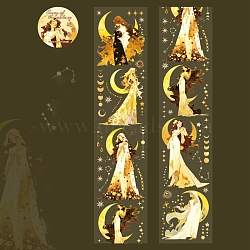 Moon Goddess Theme PET Waterproof Decorative Adhesive Tapes for DIY Scrapbooking, Yellow, 50x0.1mm, 2m/roll(TAPE-U001-01D)