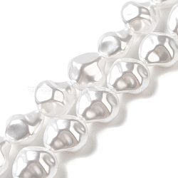 ABS Plastic Imitation Pearl Beads Strands, Polygon, Snow, 15.5x15x11mm, Hole: 1.4mm, about 70pcs/strand, 42.40 inch(107.7cm)(KY-F021-03-1)