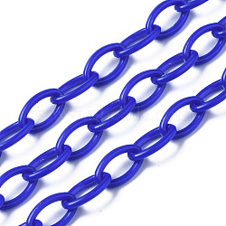 Handmade Opaque Acrylic Cable Chains, Oval, Blue, 13x8x2mm(KY-N014-001C)