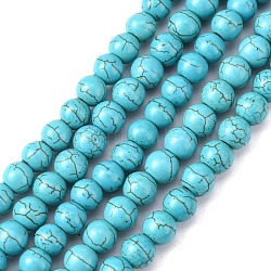 Synthetical Howlite Beads, Dyed, Round, Turquoise, 8mm, Hole: 1mm, about 1400pcs/1000g(TURQ-GSR8mm129)
