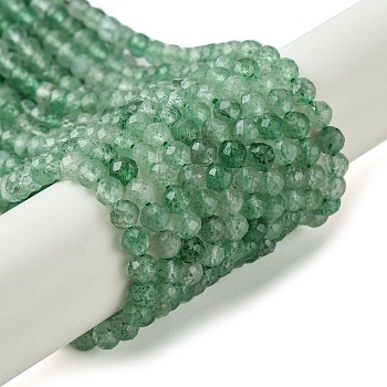 Natural Green Strawberry Quartz Beads Strands, Faceted, Round, 4mm, Hole: 0.8mm, about 99~101pcs/strand, 15.35''(39cm)