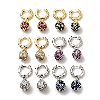 Cubic Zirconia Teardrop Dangle Hoop Earrings, Brass Jewelry for Women, Mixed Color, 31.5mm, Pin: 0.8mm