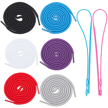 AHANDMAKER Polyester Cord Shoelace, with PP Plastic Drawstring Threader, Mixed Color, 4mm, 1m/strand, 6 colors, 2strands/color, 12strands/set