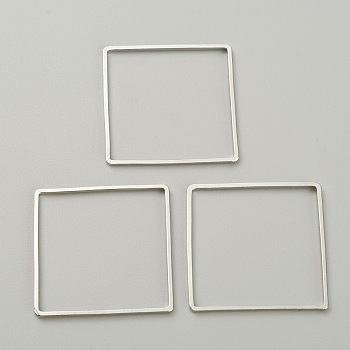 Alloy Linking Rings, Platinum, Square, 25x25x1mm, Inner Diameter: 23.5x23.5mm