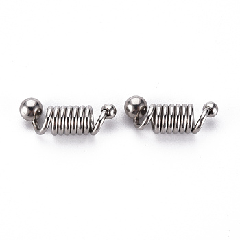 304 Stainless Steel Coil Cord Ends, Stainless Steel Color, 24x8mm, Hole: 5mm