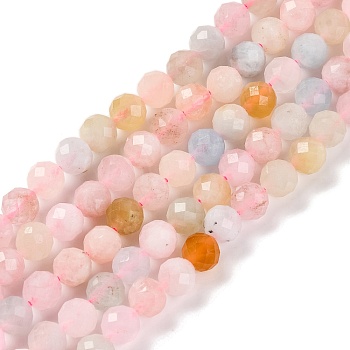 Natural Morganite Beads Strands, Faceted, Round, 6mm, Hole: 1mm, about 65pcs/strand, 15.35 inch(39cm)