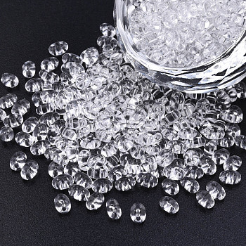 Transparent Czech Glass Seed Beads, Colours Luster, 2-Hole, Oval, Gray, 5x3.5x2.5mm, Hole: 0.9mm, about 500g/bag