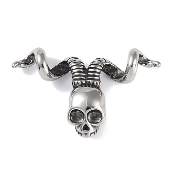 316 Surgical Stainless Steel Findings, Skull, Antique Silver, 27.5x44.5x11mm
