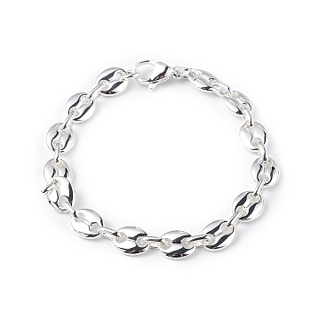 304 Stainless Steel Coffee Bean Chain Bracelet for Men Women, Silver, 8-3/8 inch(21.4cm)