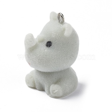 Platinum Light Grey Rhinoceros Iron+Resin Pendants