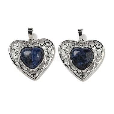 Platinum Heart Sodalite Pendants