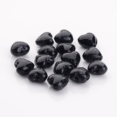 12mm Black Heart Silver Foil Beads