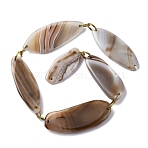 Natural Gray Agate Beads Strands, Oval, 45~66.5x21~25x5~7mm, Hole: 1.8mm, about 6pcs/strand, 15.94''(40.5cm)(G-K348-09)