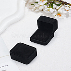 Square Flocking Finger Ring Packing Boxes with Flip Lids, Black, 5.05x5.5x4.05cm(CON-WH0085-138A)