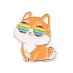 Colorful Animal Enamel Pin, Gold Plated Alloy Badge for Backpack Clothes, Dog Pattern, 30x27.5x1.5mm(JEWB-J005-13B-KCG)