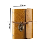 PU Leather Cover Binder Notebooks, Travel Journal, with String, Leaf Pendants & Kraft Paper, Rectangle, Peru, 145x110mm(PW-WG73306-01)