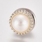 Plastic Safety Brooches, with Iron Pins and Acrylic Imitation Pearl, Half Round, 11x13.5mm, Pin: 1mm(JEWB-WH0009-30)