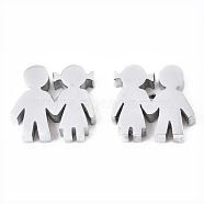 Valentine's Day 304 Stainless Steel Beads, Boy & Girl, Stainless Steel Color, 12x13x3mm, Hole: 2mm(STAS-S079-183P)