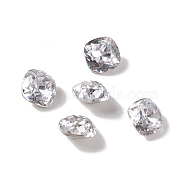 Cubic Zirconia Cabochons, Pointed Back & Back Plated, Square, Clear, 8x8x4mm(RGLA-J021-B-TG001)