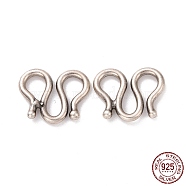925 Sterling Silver S-hook Clasps, Antique Silver, 9x11.5x1.5mm, Hole: 3mm(STER-D036-16AS)