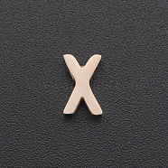 201 Stainless Steel Charms, for Simple Necklaces Making, Laser Cut, Letter, Rose Gold, Letter.X, 7.5x5x3mm, Hole: 1.8mm(STAS-R109-JA433-X-3)
