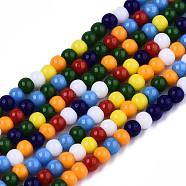 Opaque Glass Beads Strands, Rondelle, Mixed Color, 3x2.5mm, Hole: 0.7mm, about 137~142pcs/strand, 13.58 inch~14.17 inch(34.5cm~36cm)(GLAA-T006-10C)