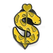 Cartoon Style Enamel Pins, Black Alloy Badge for Backpack Clothes, Snake & Heart Arrow, 25x15x1mm(JEWB-F024-02B)