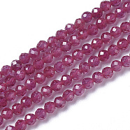 Lab Grown Red Corundum Beads Strands, Faceted, Round, 2~3x2~2.5mm, Hole: 0.2mm, about 181~210pcs/strand, 15.9~16.3 inch(40.4~41.5cm)(G-F596-11-2mm-1)