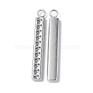 304 Stainless Steel Pendant Cabochon Settings, Rectangle Charm, Bar Charm, Stainless Steel Color, Fit: 1.2mm Rhinestone, 25x3.5x1.8mm, Hole: 1.8mm(STAS-C066-15P)