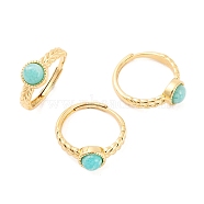 Round Natural Amazonite Adjustable Rings, Brass Ring for Women, Long-Lasting Plated, Lead Free & Cadmium Free, Golden, Inner Diameter: 18mm(RJEW-Q817-03G-01)