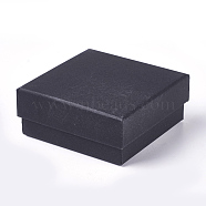 Kraft Paper Cardboard Jewelry Boxes, Ring/Earring Box, Square, Black, 8.5x8.5x3.5cm(X-CBOX-WH0003-05B)