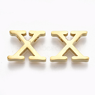 304 Stainless Steel Pendants, Golden, Letter, Letter.X, 11.5x15x3mm, Hole: 1.8mm(STAS-T041-10G-X)