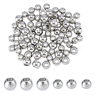 2 Style 304 Stainless Steel European Beads, Large Hole Beads, Mixed Shapes, Stainless Steel Color, 8~10x6~8mm, Hole: 4~5mm, 80pcs/box(STAS-DC0015-67)