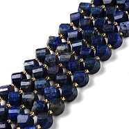 Natural Lapis Lazuli Beads Strands, Faceted, Twist, 9~10mm, Hole: 1mm, about 35pcs/strand, 15.55 inch(39.5cm)(G-L579-02)