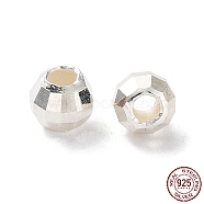 925 Sterling Silver Beads, Faceted Round, Silver, 3mm, Hole: 1.2mm(STER-A043-05A-S)