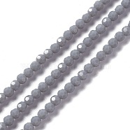 Faceted(32 Facets) Glass Beads Strands, Round, Slate Gray, 4mm, Hole: 1mm, about 99~107pcs/strand, 14.09~15.43''(35.8~39.2cm)(EGLA-J042-36A-03)