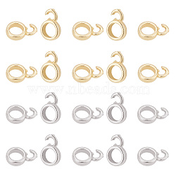 ARRICRAFT 20Pcs 2 Colors Brass Tube Bails, Loop Bails, Long-Lasting Plated, Ring Bail Beads, Real Gold Plated & Real Platinum Plated, 8.5x6x4x2mm, Hole: 2mm, 10pcs/color(ZIRC-AR0001-15)