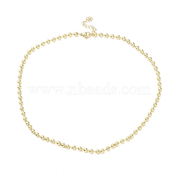 Rack Plating Brass Ball Chain Necklaces for Women, Long-Lasting Plated, Lead Free & Cadmium Free, Real 18K Gold Plated, 16.54 inch(42cm), bead: 4mm(NJEW-G102-01B-G)
