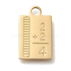 PVD Vacuum Plating 304 Stainless Steel Pendants, Rectangle with Number Charm, Real 18K Gold Plated, 17x10x1mm, Hole: 2.5mm(STAS-P371-080G)