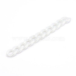 Handmade Opaque Acrylic Curb Chains, Twisted Link Chain, Creamy White, 23x16.5x4mm, about 39.37 inch(1m)/strand(AJEW-JB00925-05)